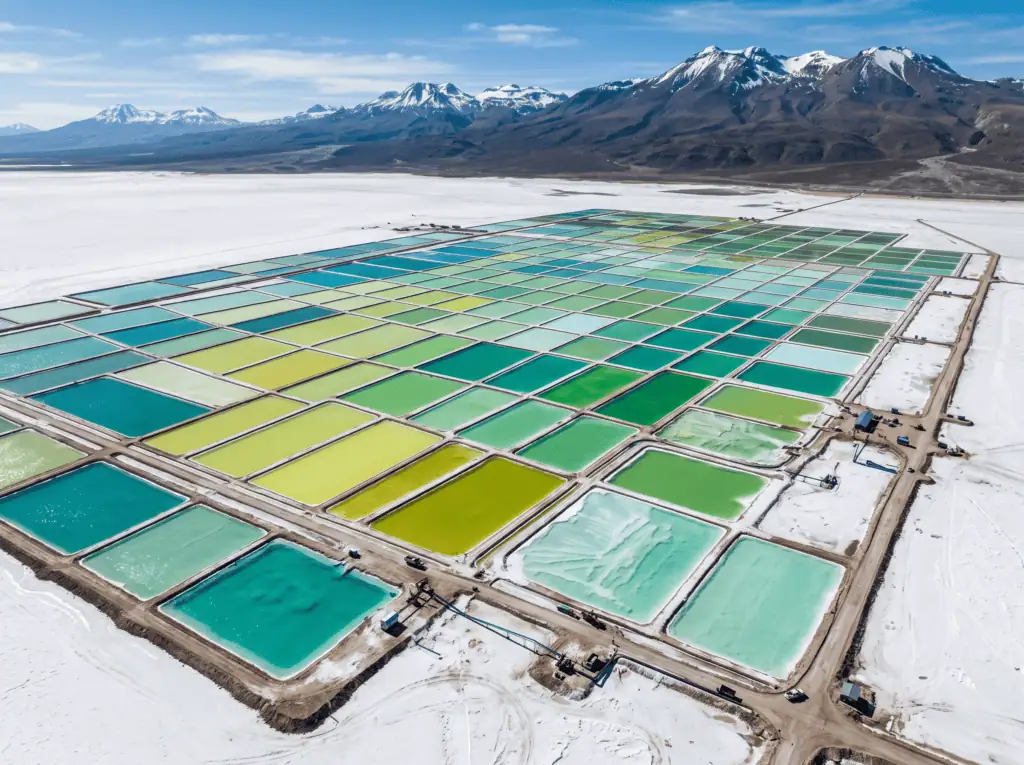 Firefly Gemini Flash High altitude salt flat with rectangular lithium brine evaporation ponds in shades of 510463